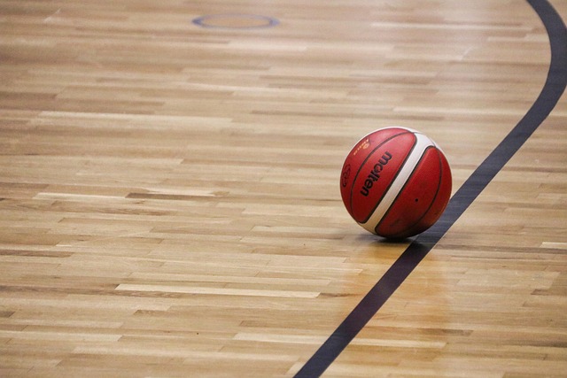 Basketball on a court